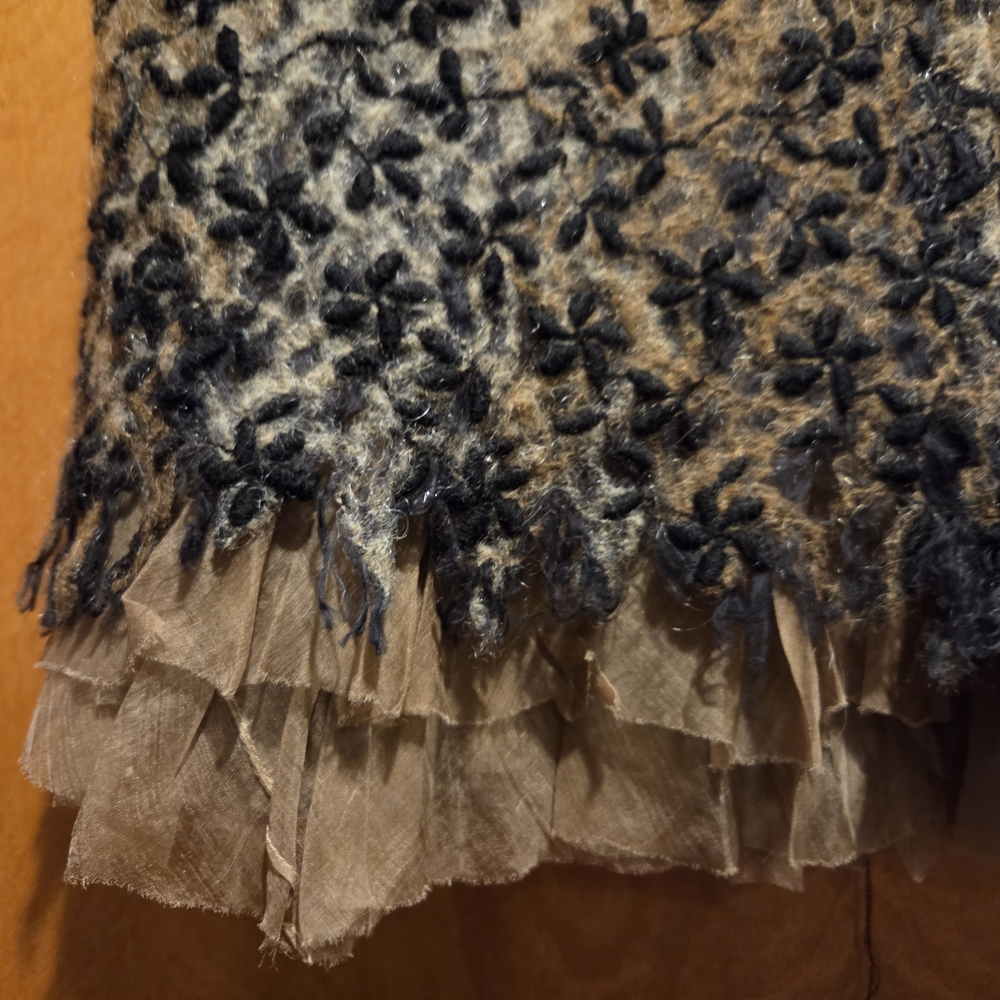 Marianne Kooimans Black and Brown Lace Silk Skirt Wool Embroidered Vintage Skirt - Picture 7 of 9